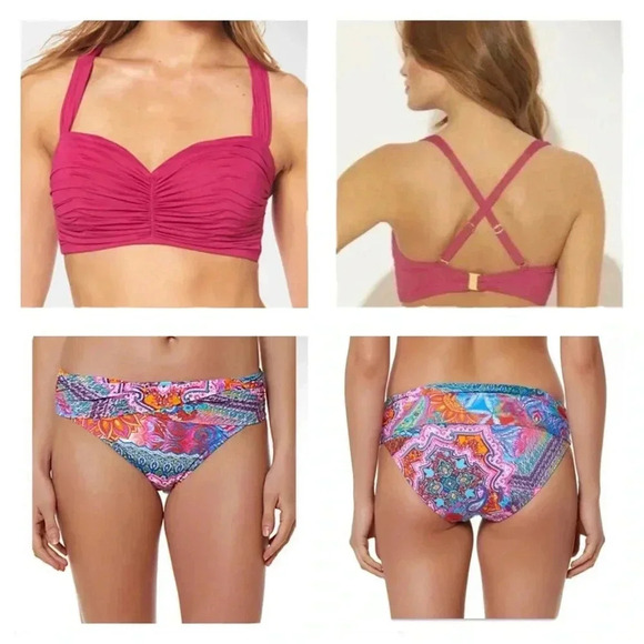 Bleu Rod Beattie Shirred Underwire Bikini Top and Bikini Bottom - Picture 1 of 9